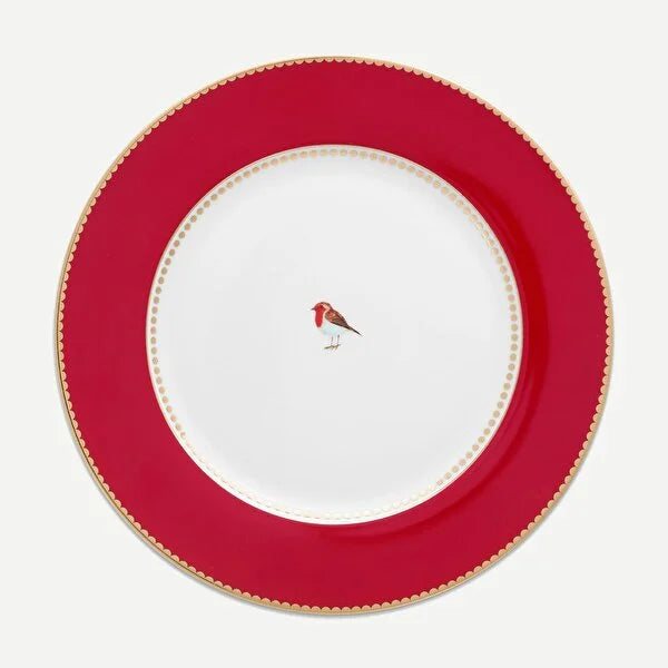 Kırmızı Porselen Yemek Tabağı 26,5 Cm Love Birds Collection by Pip Studio