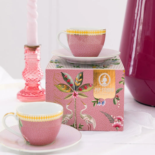 Pip Studio La Majorelle Pembe Porselen 2'li Kahve Fincan Seti