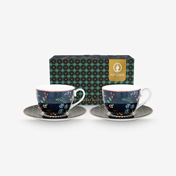 Pip Studio Berry Blues Mavi Porselen Çay Fincan Seti