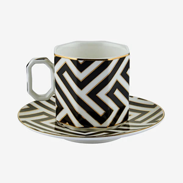 Siyah Porselen Kahve Fincan Seti 90 ml Ravello Collection by Chiara Alessi