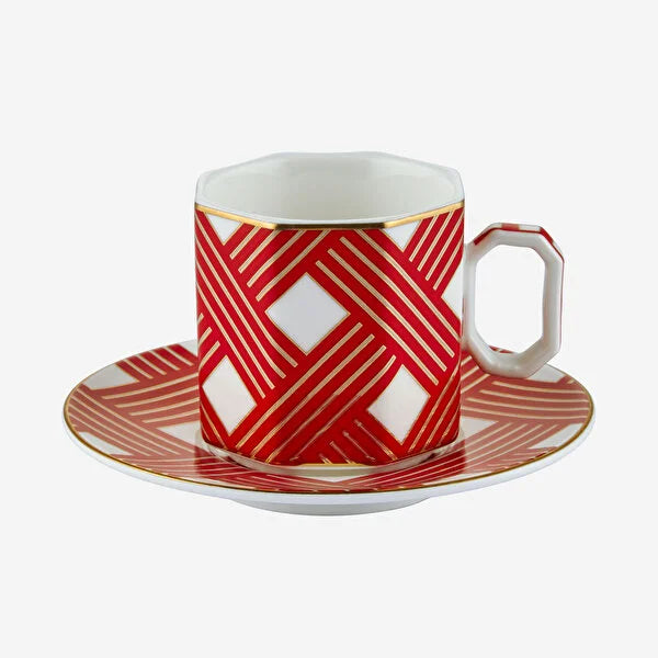 Kırmızı Porselen Kahve Fincan Seti 90 ml Ravello Collection by Chiara Alessi
