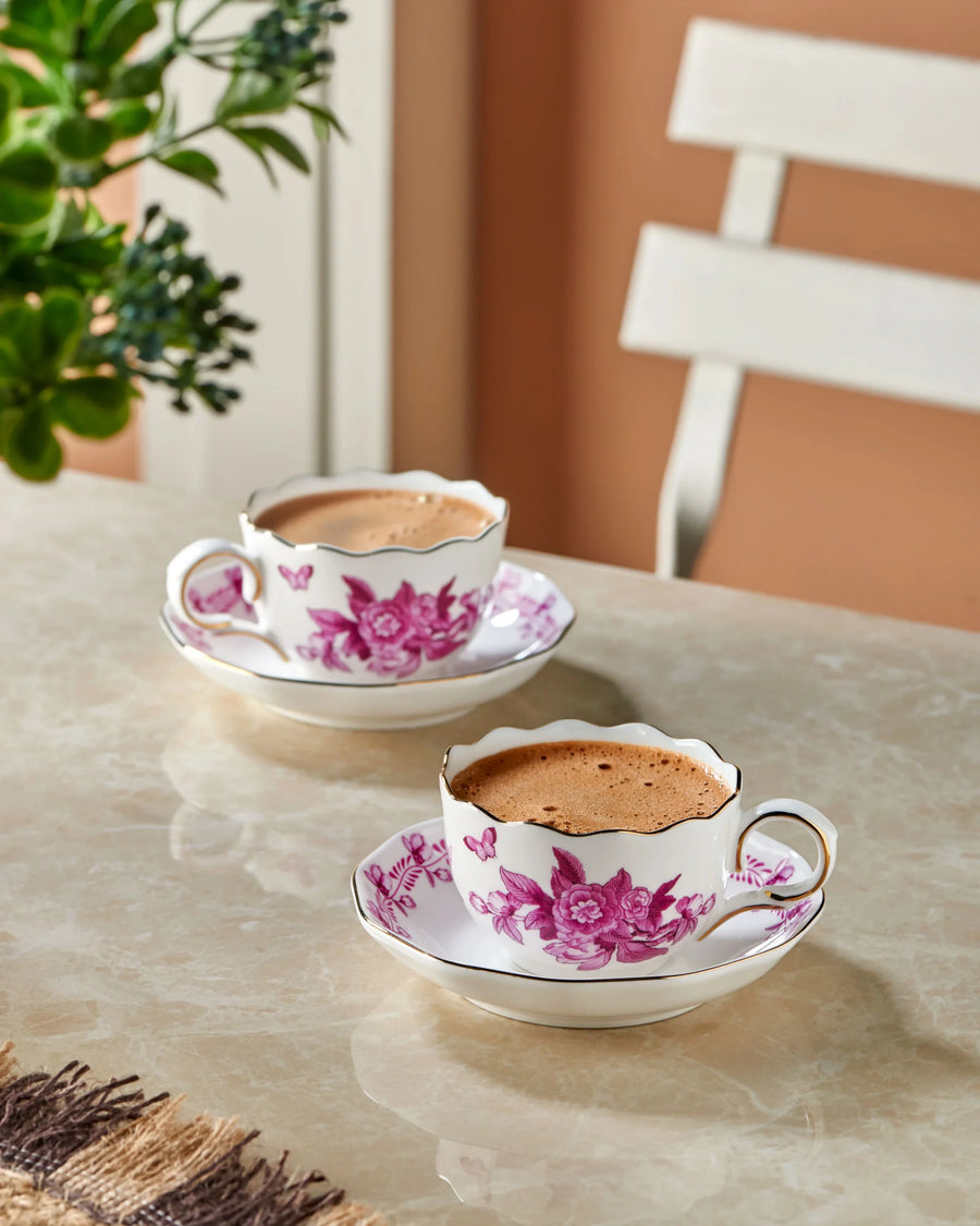 Pembe Porselen Kahve Fincan Seti 100 ml Primavera Collection by Chiara Alessi
