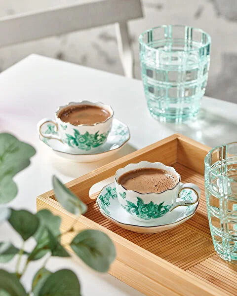Yeşil Porselen Kahve Fincan Seti 100 ml Primavera Collection by Chiara Alessi