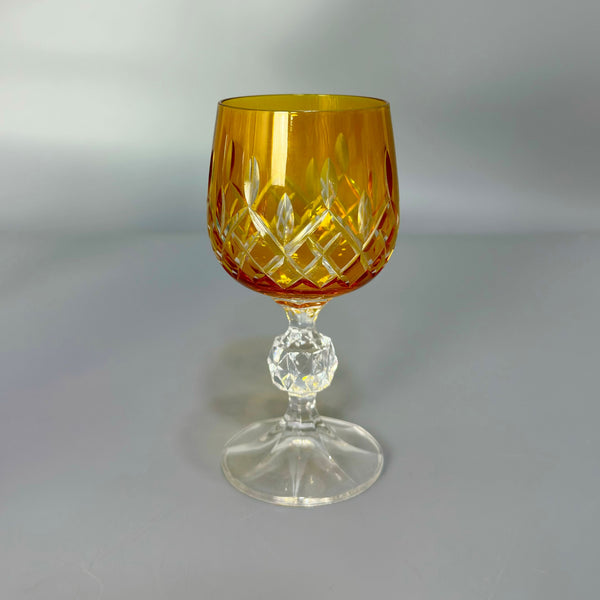 Renkli El Kesim Kristal Kahve Yanı Kadeh / Sarı