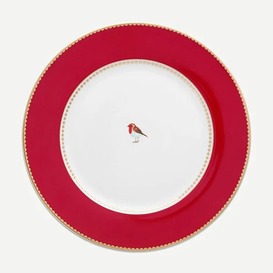Kırmızı Porselen Yemek Tabağı 26,5 Cm Love Birds Collection by Pip Studio