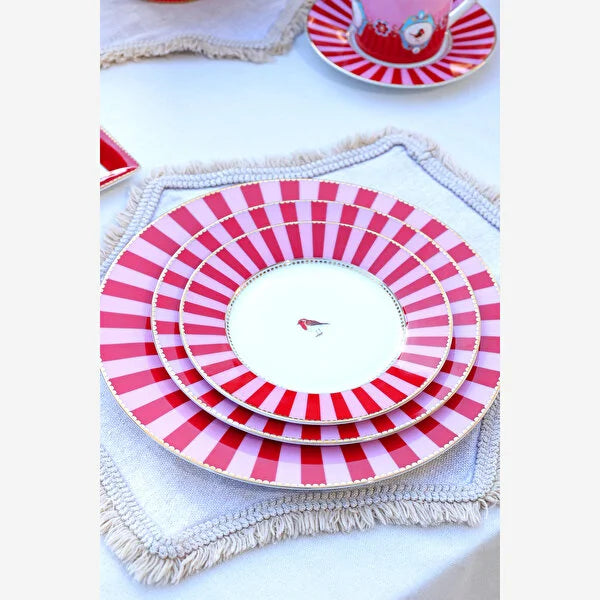 Kırmızı Pembe Porselen Yemek Tabağı 26,5 Cm Love Birds Collection by Pip Studio