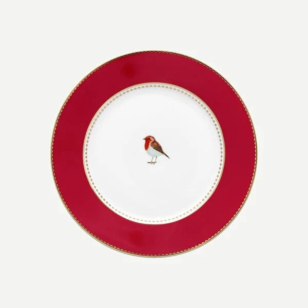 Kırmızı Porselen Pasta Tabağı 17 Cm Love Birds Collection by Pip Studio