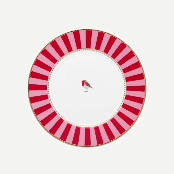Kırmızı Pembe Porselen Pasta Tabağı 17 Cm Love Birds Collection by Pip Studio