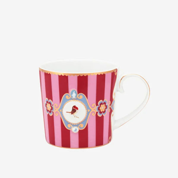 Kırmızı Pembe Çizgili Porselen Kupa 150 Ml Love Birds Collection by Pip Studio