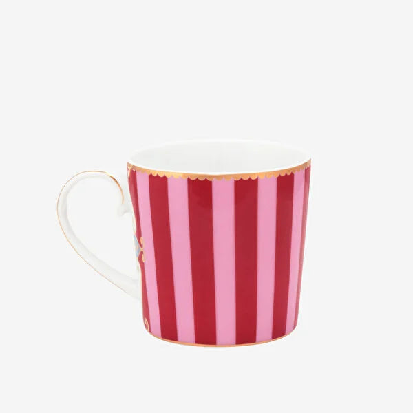 Kırmızı Pembe Çizgili Porselen Kupa 150 Ml Love Birds Collection by Pip Studio