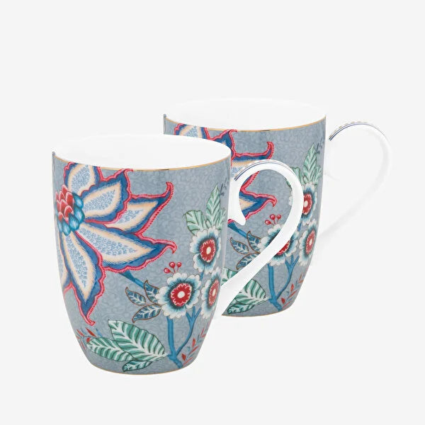 Mavi Porselen Kupa Seti 350 ml Flower Festival Collection by Pip Studio
