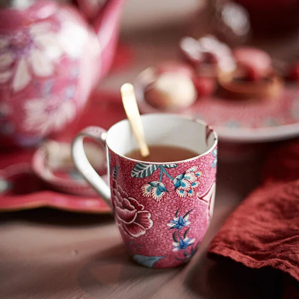 Kırmızı Porselen Kupa Seti 350 ml Flower Festival Collection by Pip Studio