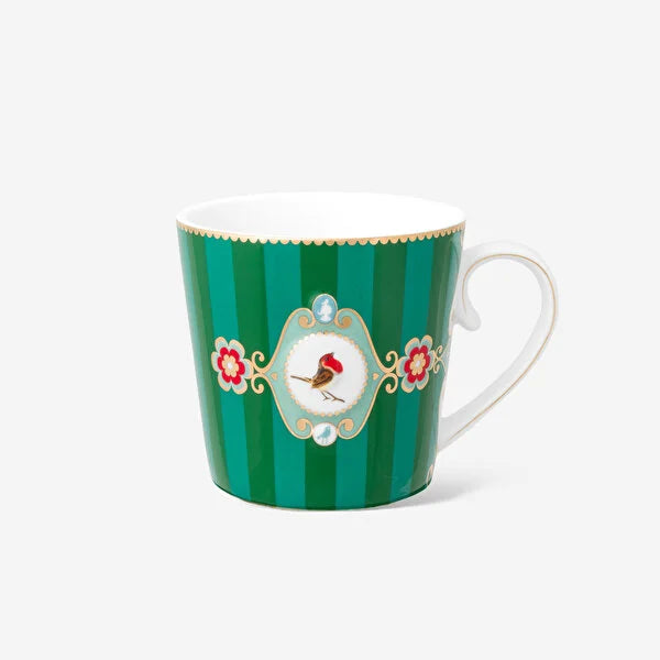 Pip Studio Love Birds Yeşil Porselen Çizgili Kupa 51002473 (250 ml)