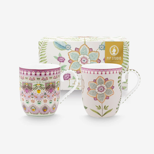 Pip Studio Lily & Lotus Mor Porselen Kupa Seti 145 ml