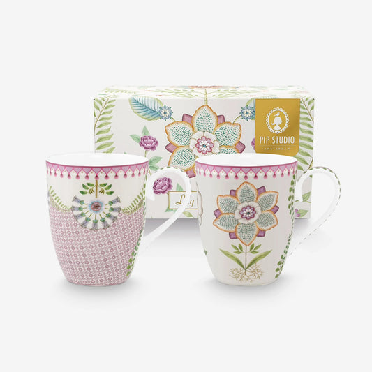 Pip Studio Lily & Lotus Mor Porselen Kupa Seti 350 ml