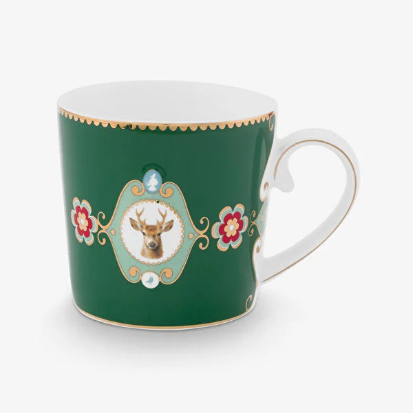 Yeşil Porselen Geyikli Kupa 150 ml Love Birds Collection by Pip Studio