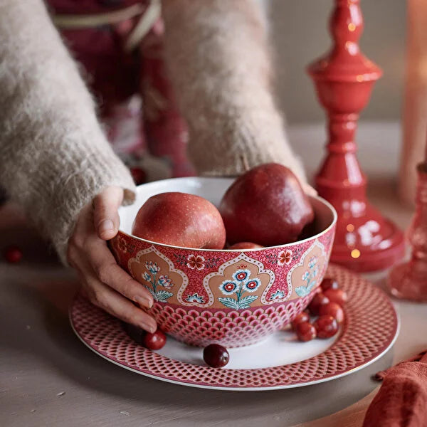 Kırmızı Porselen Kase 18cm Flower Festival Collection by Pip Studio