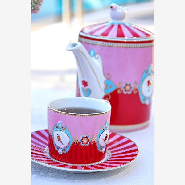 Kırmızı pembe Porselen Çay Fincanı 200 Ml Love Birds Collection by Pip Studio