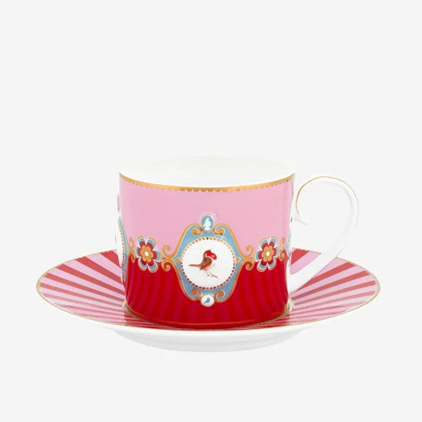 Kırmızı pembe Porselen Çay Fincanı 200 Ml Love Birds Collection by Pip Studio