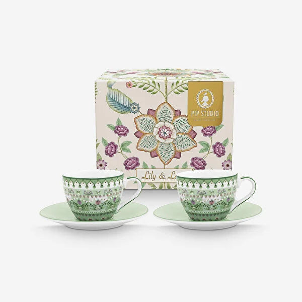 Pip Studio Lily & Lotus Yeşil Porselen Kahve Fincanı 120 ml