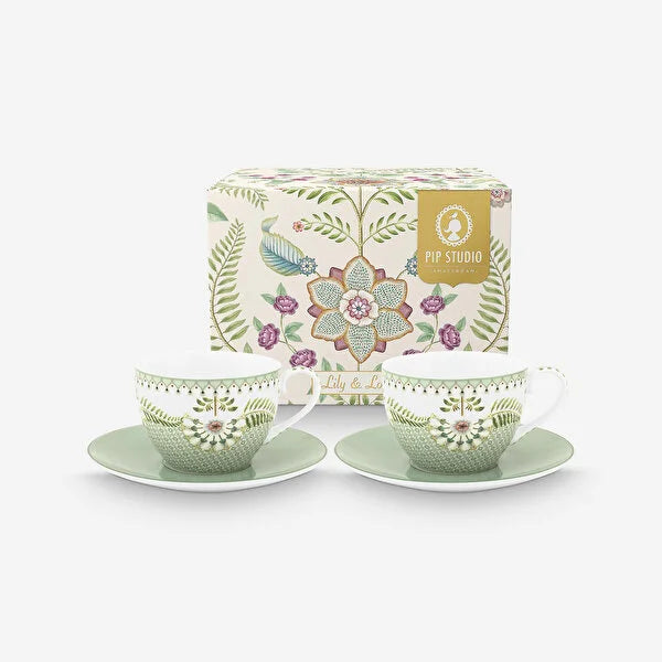 Pip Studio Lily & Lotus Yeşil Porselen Çay Fincanı 280 ml