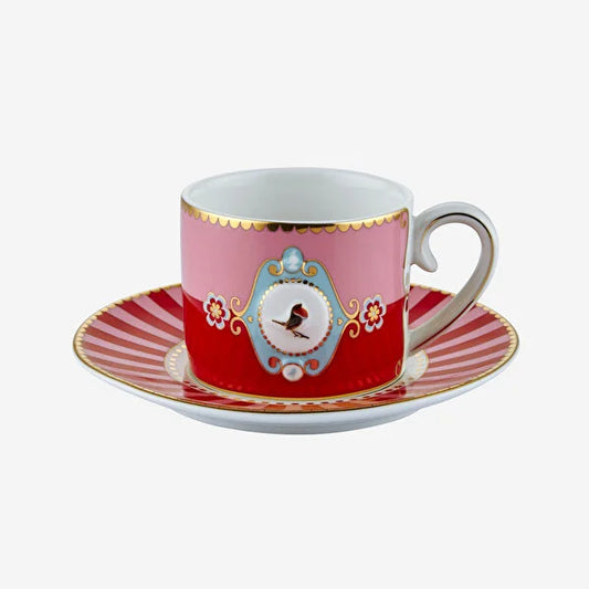 Kırmızı Porselen Kahve Fincanı 90 ml Love Birds Collection by Pip Studio