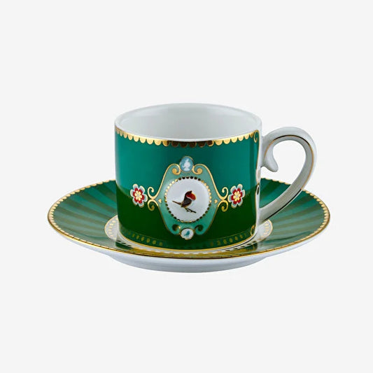 Yeşil Porselen Kahve Fincanı 90 Ml Love Birds Collection by Pip Studio