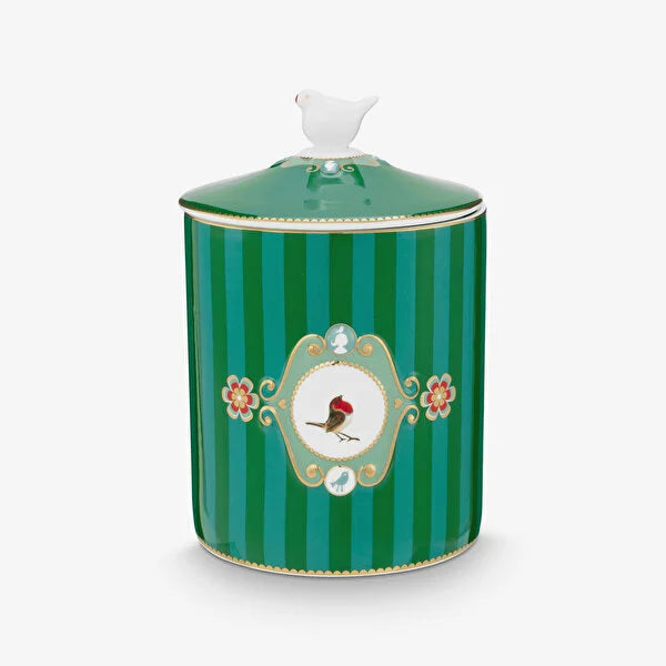Yeşil Porselen Saklama Kabı 1300 ml Love Birds Collection by Pip Studio