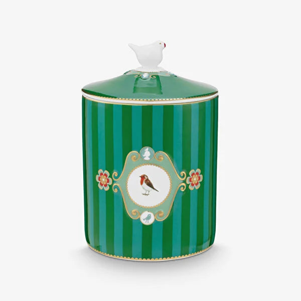 Yeşil Porselen Saklama Kabı 1300 ml Love Birds Collection by Pip Studio