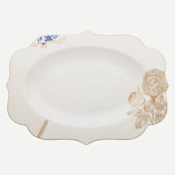 Mavi Beyaz Porselen Servis Tabağı 40 Cm Royal White Collection by Pip Studio