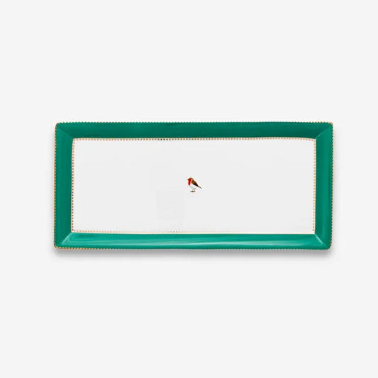 Yeşil Porselen Servis Tabağı 33,3X15,5 Cm Love Birds Collection by Pip Studio