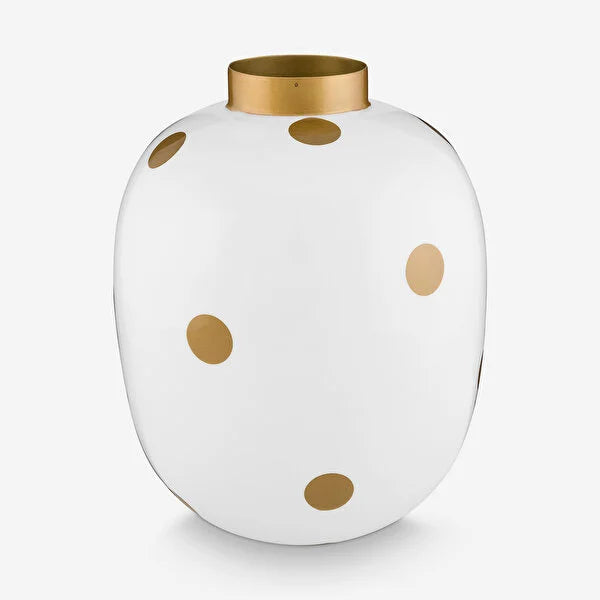 Beyaz Metal Vazo 32 Cm Dot Delight Collection by Pip Studio