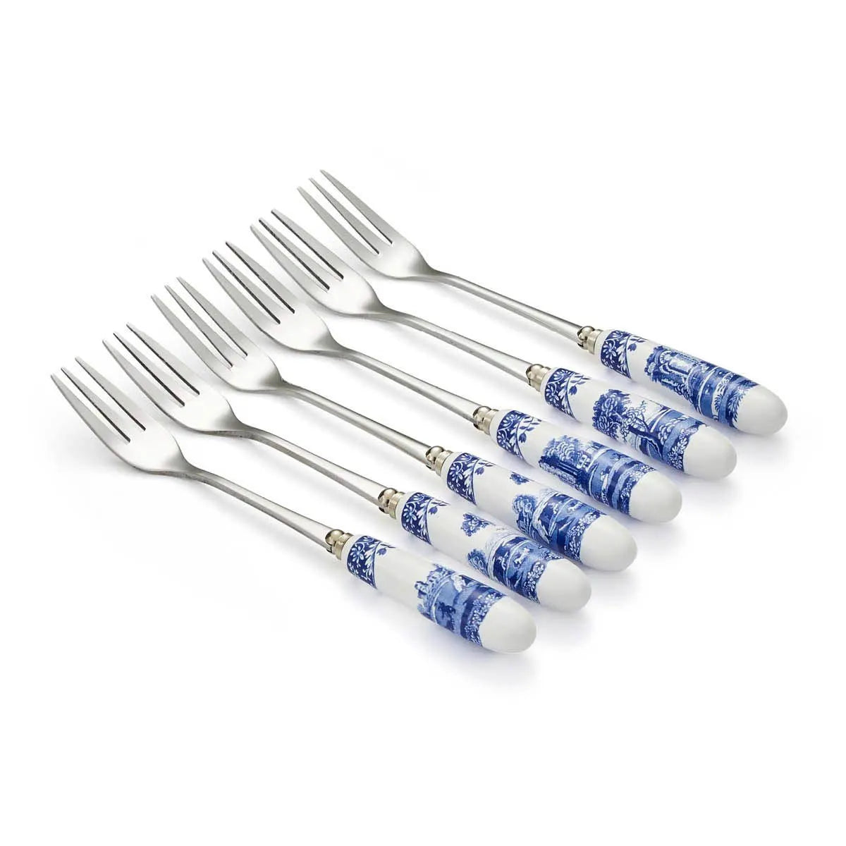 Spode Blue Italian Porselen Saplı 6'lı Tatlı Çatalı Seti