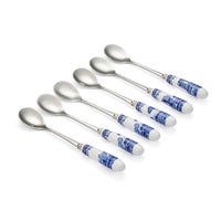 Spode Blue Italian Porselen Saplı 6'lı Çay Kaşığı Seti