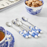 Spode Blue Italian Porselen Saplı 6'lı Çay Kaşığı Seti