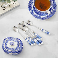 Spode Blue Italian Porselen Saplı 6'lı Çay Kaşığı Seti