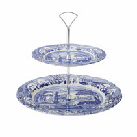 Spode Blue Italian 2 Katlı Kek Standı
