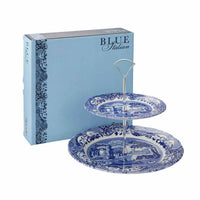 Spode Blue Italian 2 Katlı Kek Standı