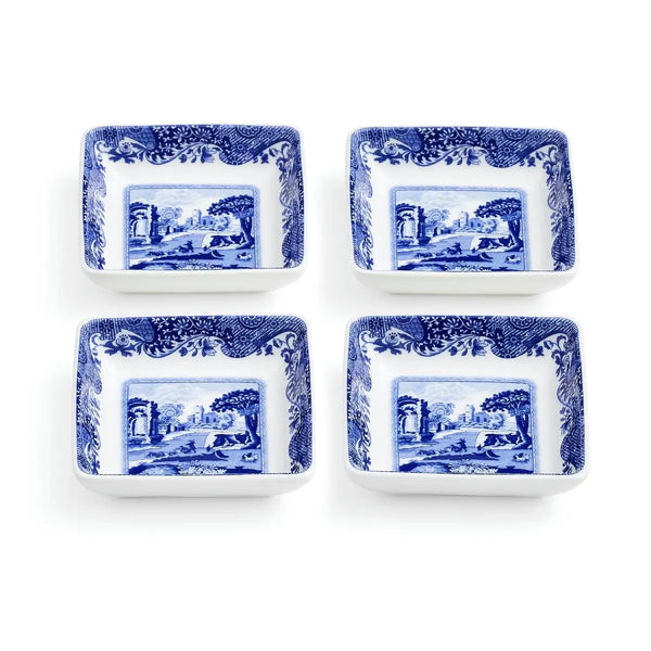 Spode Blue Italian 4'lü Kare Tabak Seti – 7,5 cm