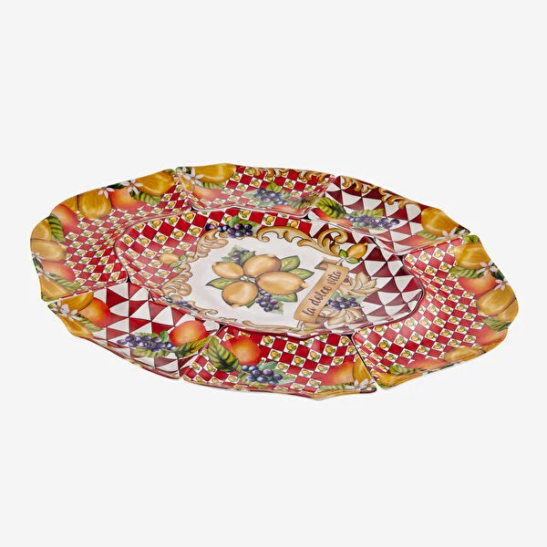 Chiara Alessi Capri Kırmızı Melamin Meze Tabağı - 7'li Meze Seti