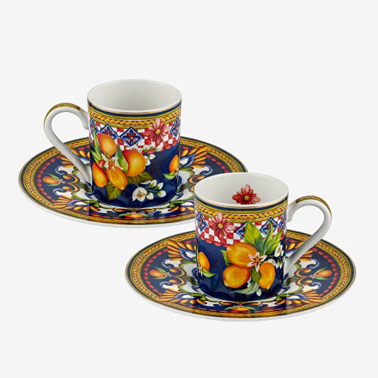 Mavi Porselen Kahve Fincan Seti 120 Ml Capri Collection by Chiara Alessi