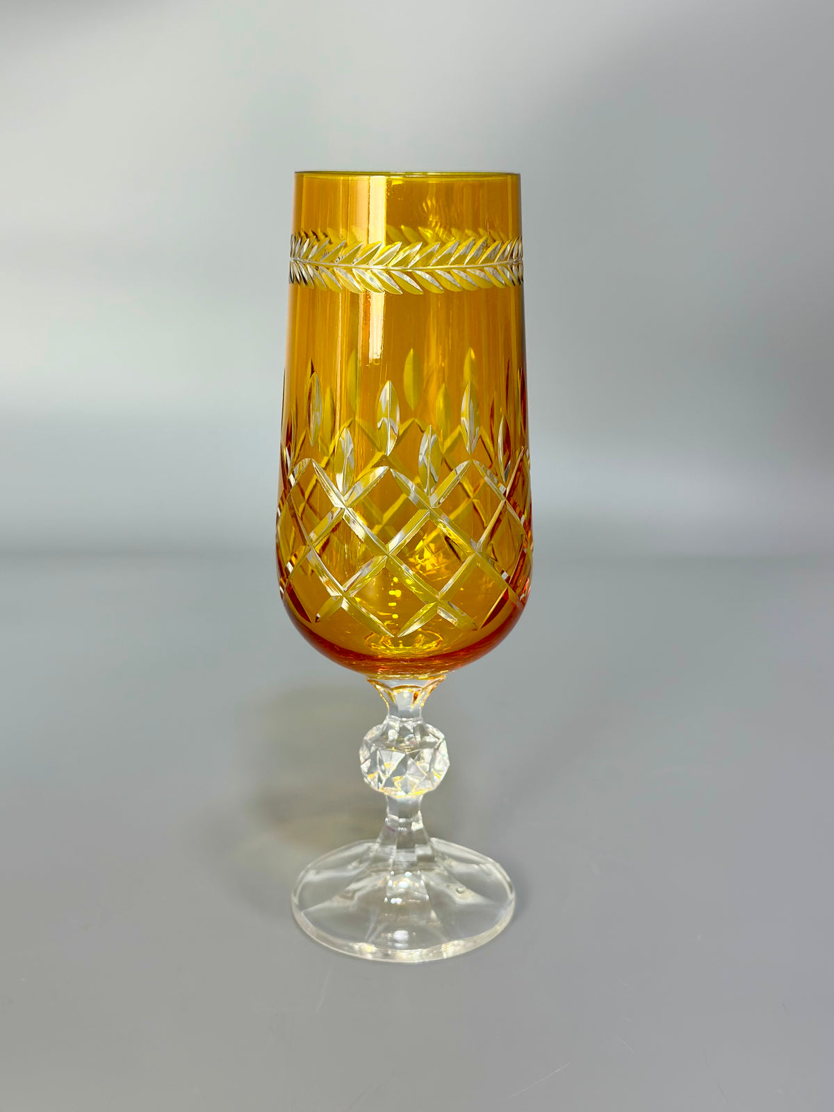 Renkli Kristal Kahve Yanı Kadeh / Amber