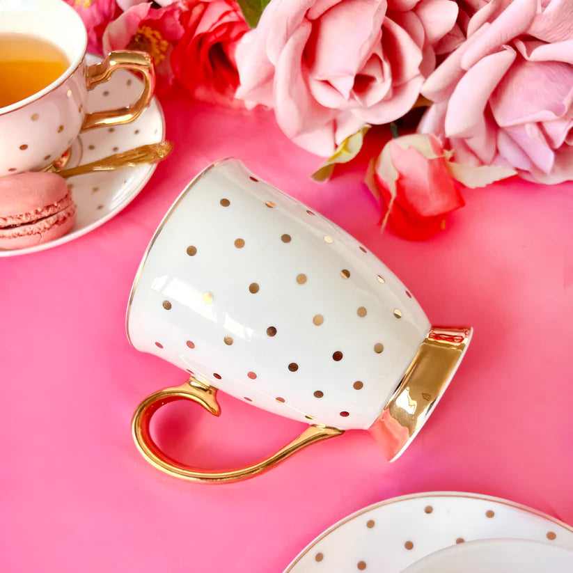 Mug Ivory Polka Gold