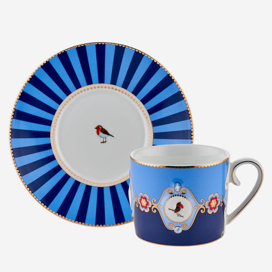 Mavi Porselen Çay Fincanı 200 ml Love Birds Collection by Pip Studio