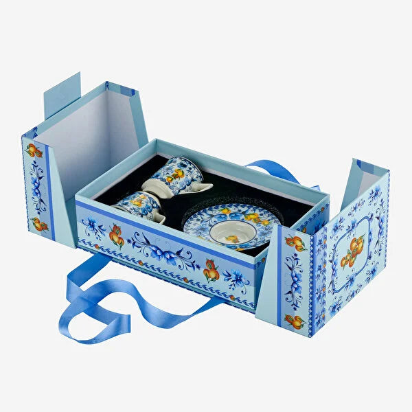 Mavi Porselen Kahve Fincan Seti 120 Ml Arancia Collection by Chiara Alessi