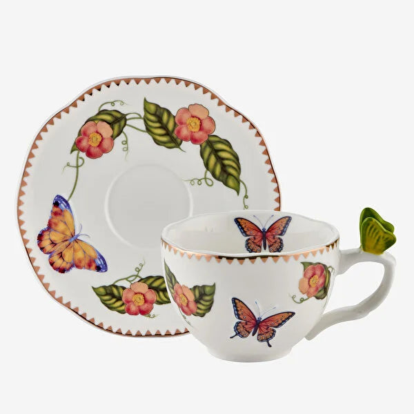 Chiara Alessi Butterfly Yeşil Porselen 2'li Kahve Fincan Seti
