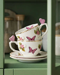 Chiara Alessi Butterfly Mor Porselen 2'li Kahve Fincan Seti - 2