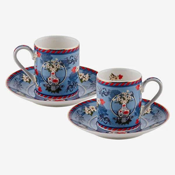 Chiara Alessi Fiori Di Primavera Mavi Porselen Kahve Fincan Seti 100 ml CAPBKP2ECBW2
