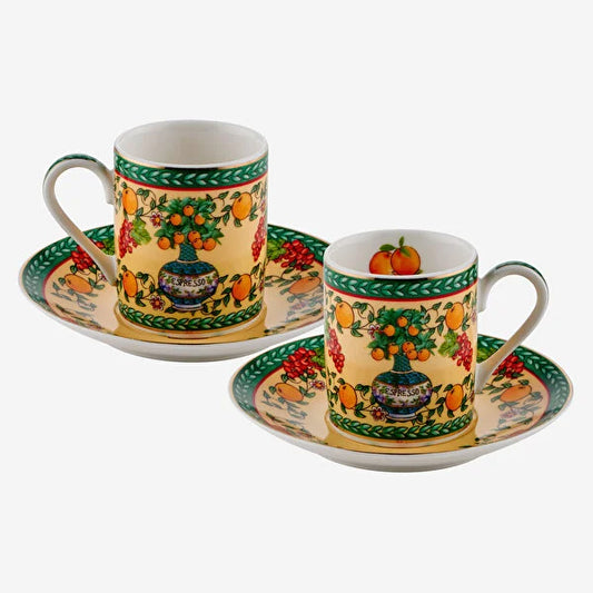 Chiara Alessi Carpe Diem Giardino Yeşil Porselen Kahve Fincan Seti 100 ml CAPCDG2ECGR2