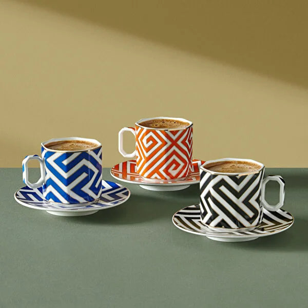 Siyah Porselen Kahve Fincan Seti 90 ml Ravello Collection by Chiara Alessi